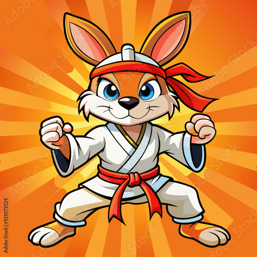 bunny cartoon karate illustration