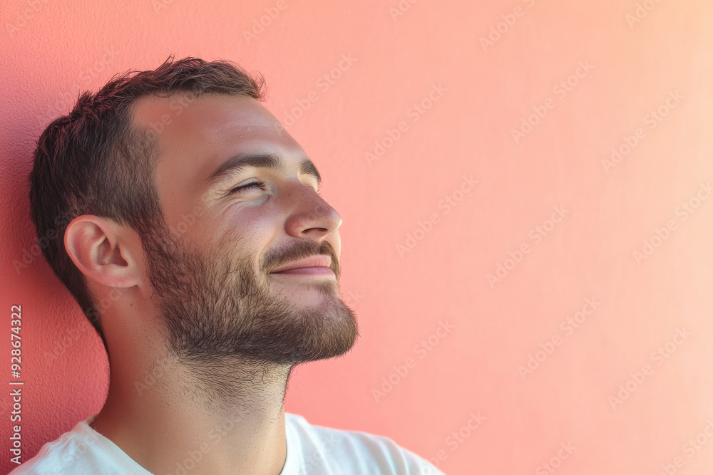 Fototapeta premium A close up of a man's face with his eyes closed