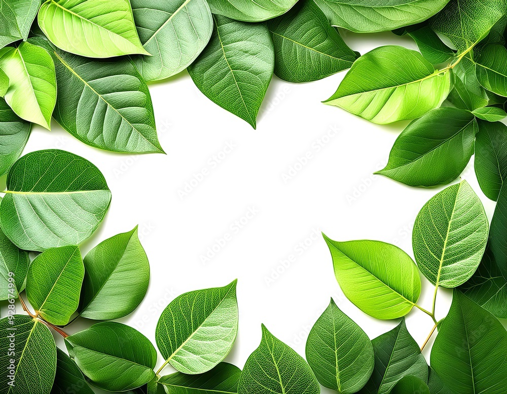 Fototapeta premium 白背景の新緑のフレーム