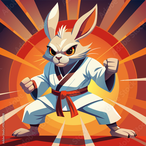 rabbit cartoon karate illustration 