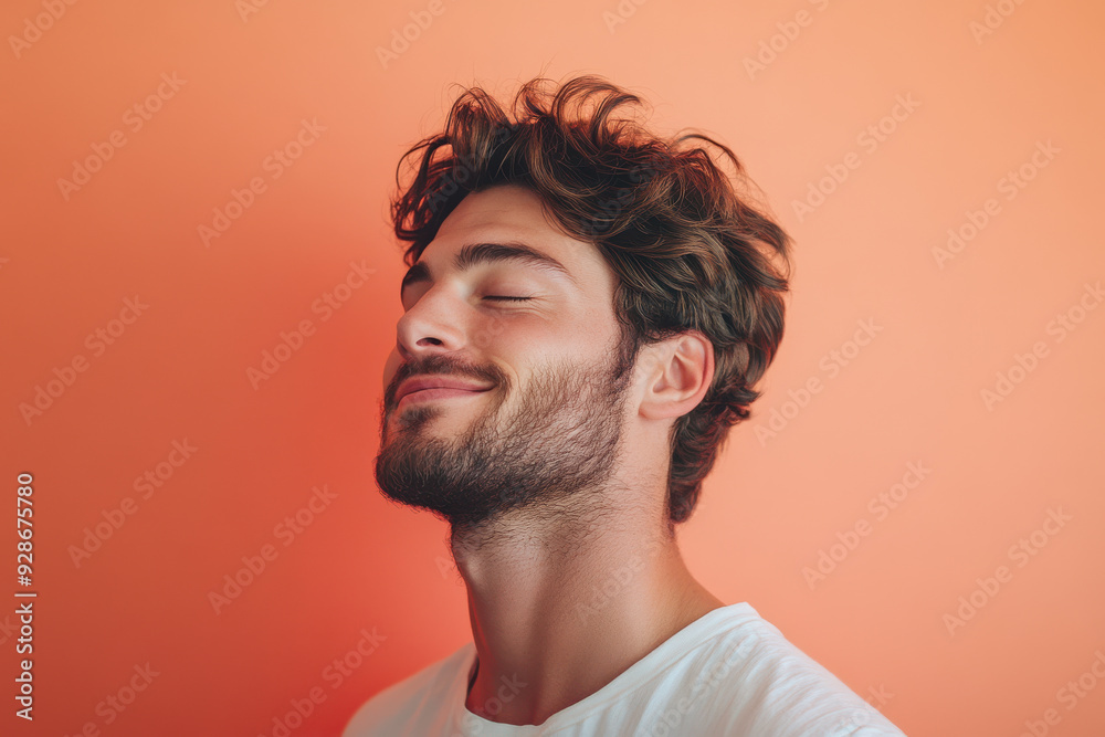 A close up of a man's face with his eyes closed A close up of a man's face with his eyes closed