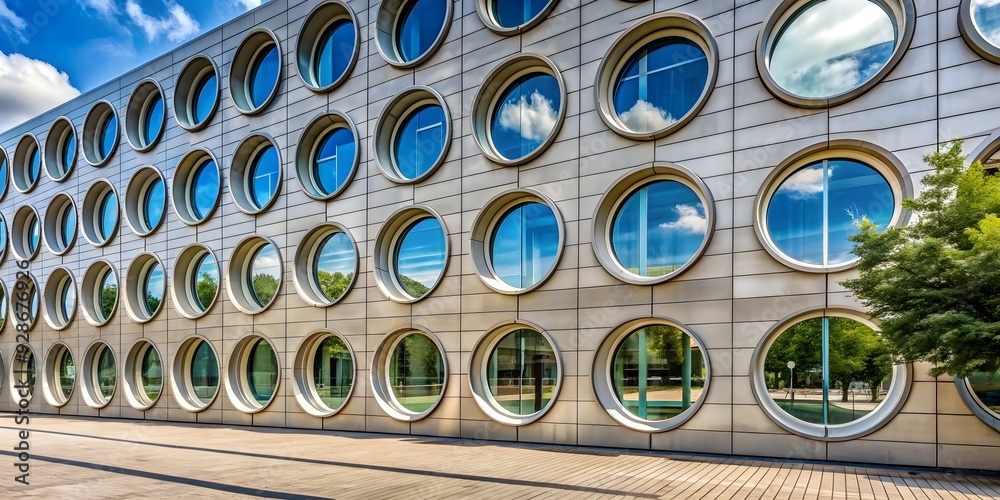 Operable Windows Circular Building Modern building with unique circular windows, architecture, design ...