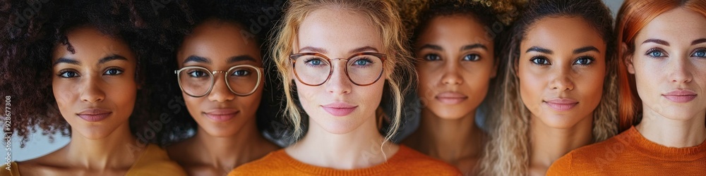 Panoramic shot of confident multiethnic women, Generative AI Panoramic shot of confident multiethnic women, Generative AI