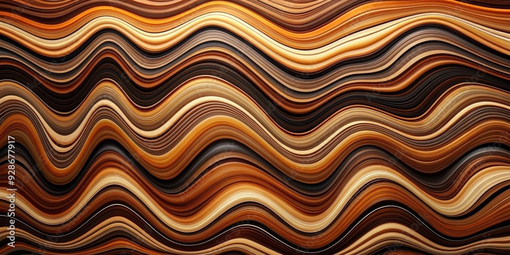 Abstract Wavy Pattern in Earthy Tones, Digital Art, Abstract Background, Wavy Lines, Curved Shapes, Abstract Design, Graphic Design