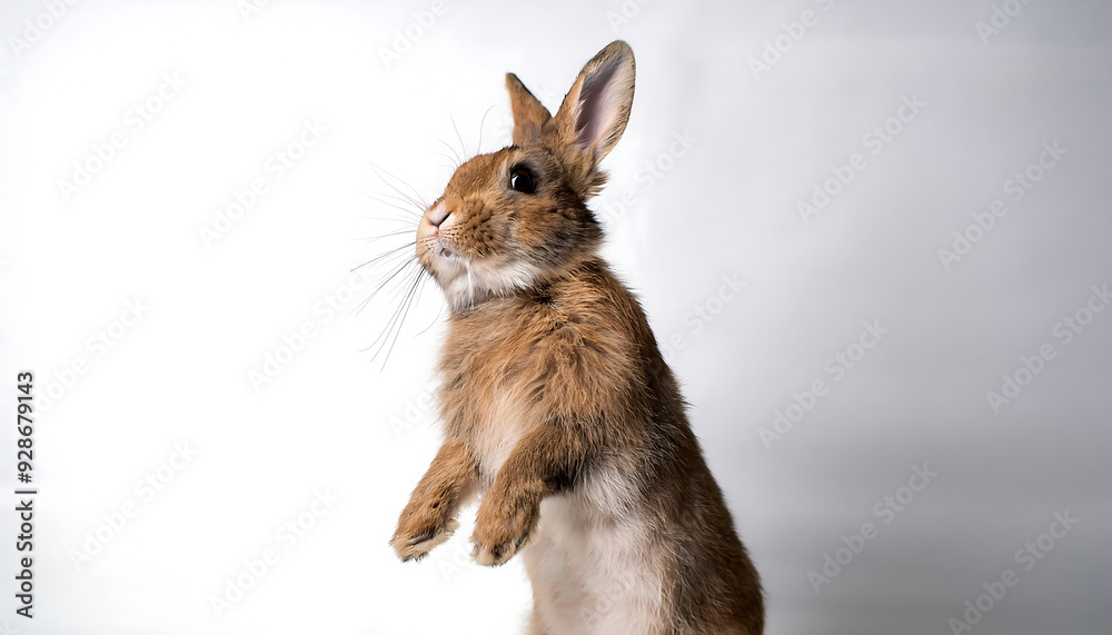 Obraz premium funny rabbit standing hind legs white background