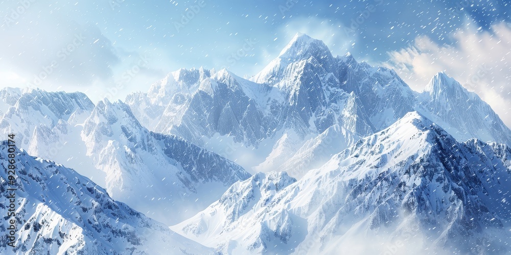 Breathtaking snow-covered mountains under a clear blue sky, evoking a sense of tranquility and adventure in the winter landscape. Breathtaking snow-covered mountains under a clear blue sky, evoking a sense of tranquility and adventure in the winter landscape.
