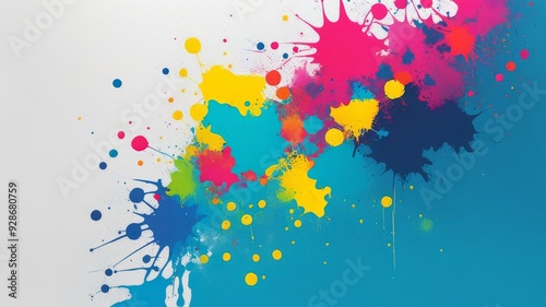 Blotches of colorful paint on white background, creative simple background for a title or advertisement