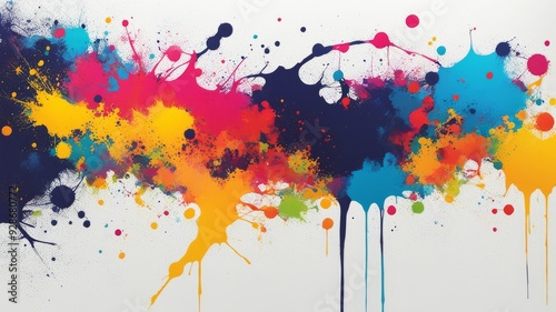 Blotches of colorful paint on white background, creative simple background for a title or advertisement