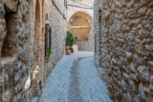 Obraz na płótnie The old village of Mesta is one of the main Mastihochoria villages in Chios, Greece.Chios stone houses, streets. w salonie