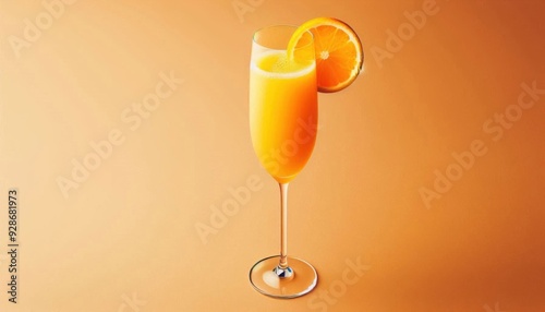 A Mimosa is made with equal parts chilled champagne (or sparkling wine) and fresh orange juice. The drink is typically served in a champagne flute and is known for its bright orange color and refreshi photo