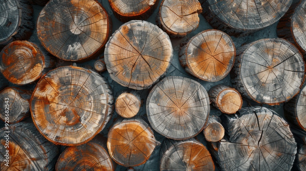Wood stumps piles background illustration generated by ai Wood stumps piles background illustration generated by ai