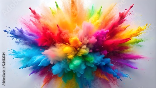 Wallpaper Mural Colorful powder explosion on white background, celebration, vibrant, abstract, rainbow, colorful, burst Torontodigital.ca