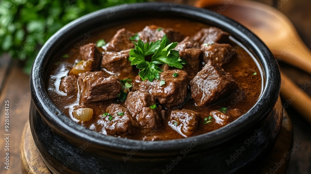 Authentic German Stew in a Rustic Kitchen Setting Authentic German Stew in a Rustic Kitchen Setting