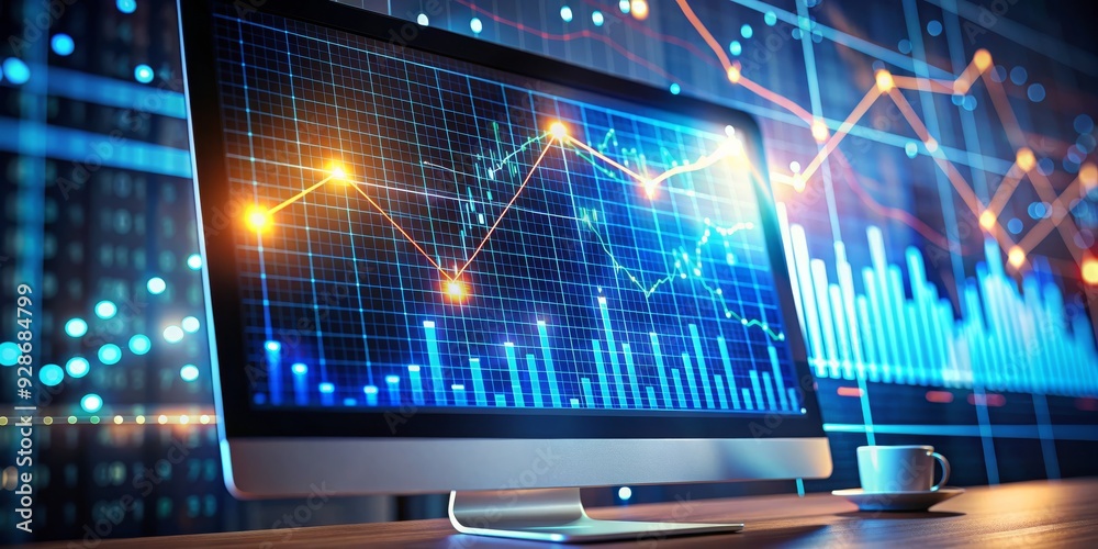 Computer Screen Showing Stock Market Data, Stock Market Data , Charts , Finance , Trading Computer Screen Showing Stock Market Data, Stock Market Data , Charts , Finance , Trading
