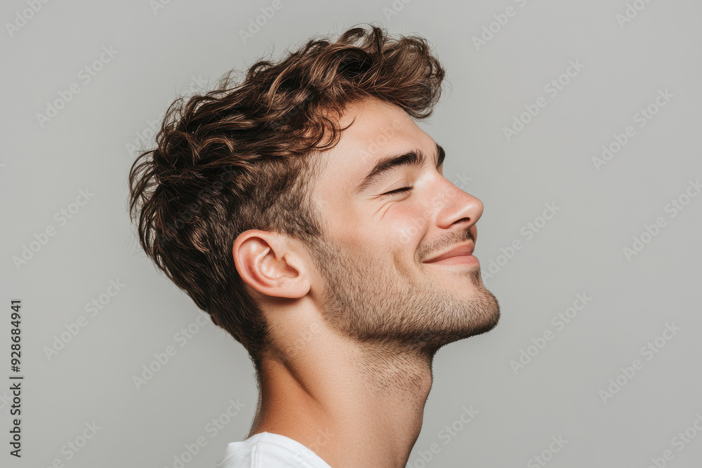 A close up of a man's face with his eyes closed A close up of a man's face with his eyes closed