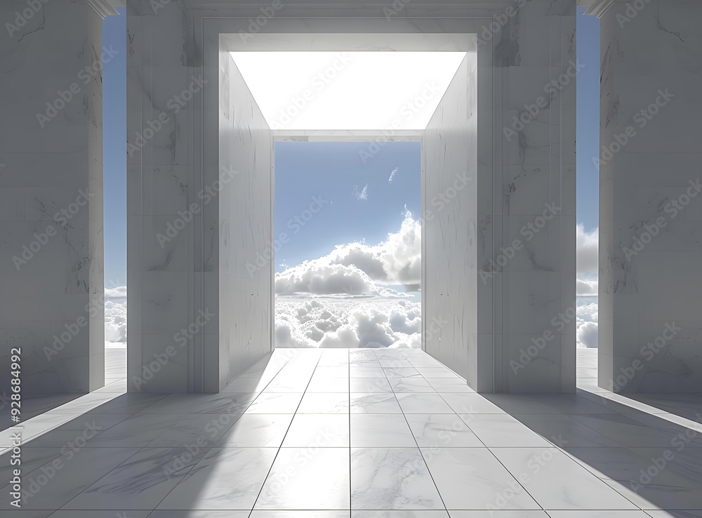 White Marble Architecture With Sky View