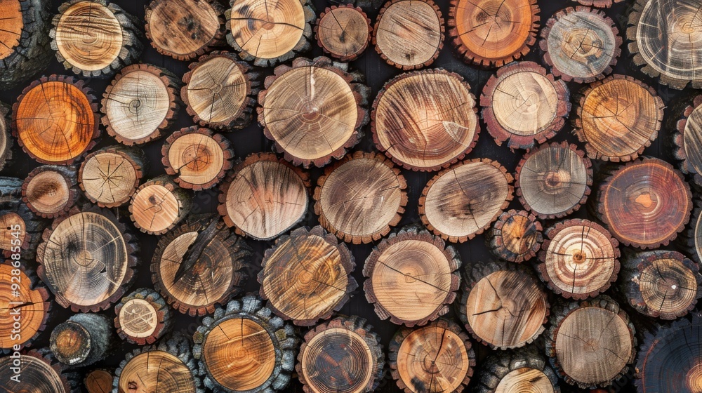 Wood stumps piles background illustration generated by ai