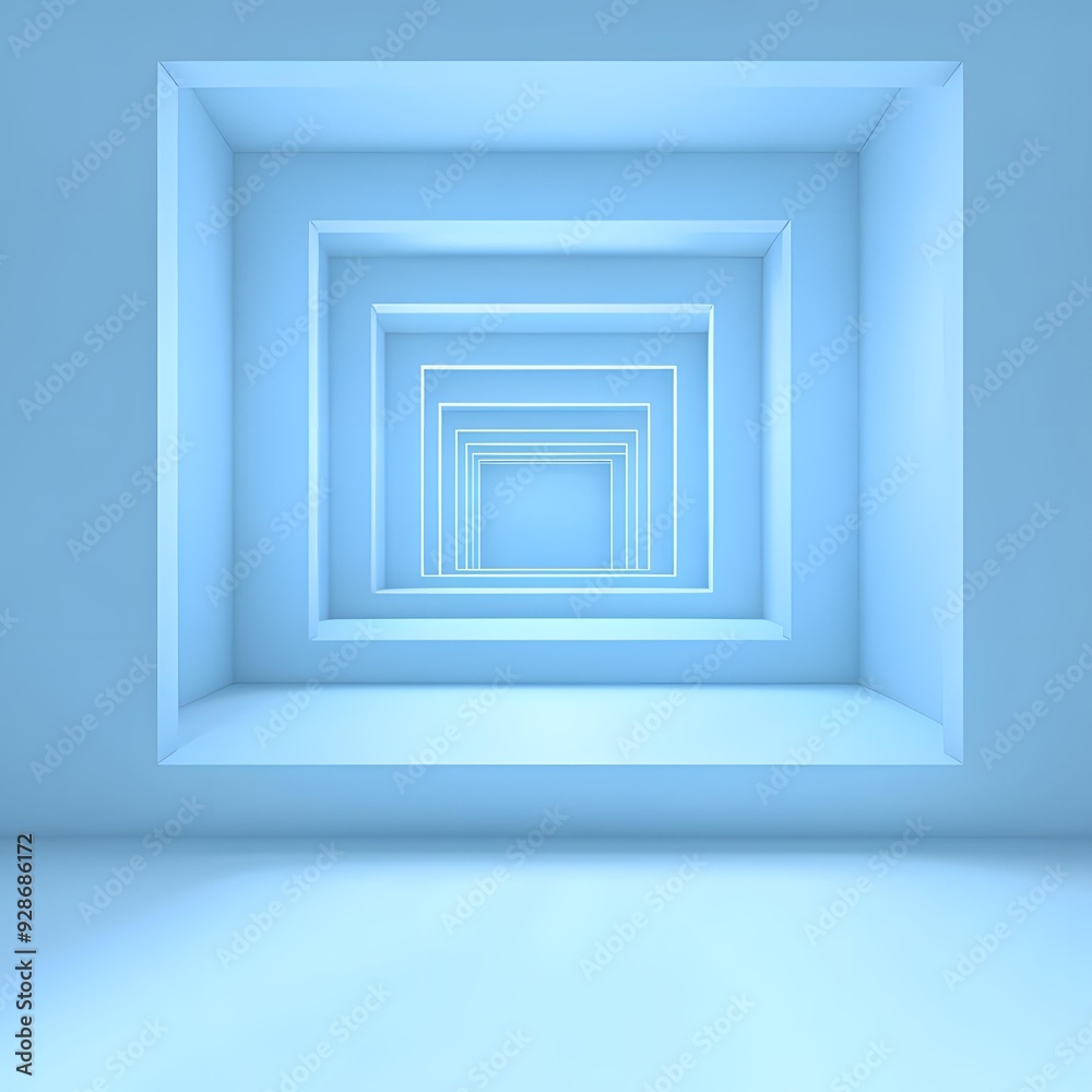 Abstract Blue Minimalist Square Tunnel Background Abstract Blue Minimalist Square Tunnel Background