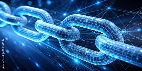 Digital Chain of Connection, 3D, Network, Cybersecurity, Blockchain