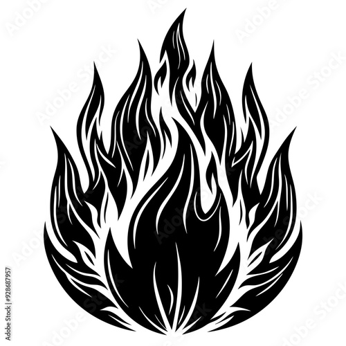 Fire flames silhouette