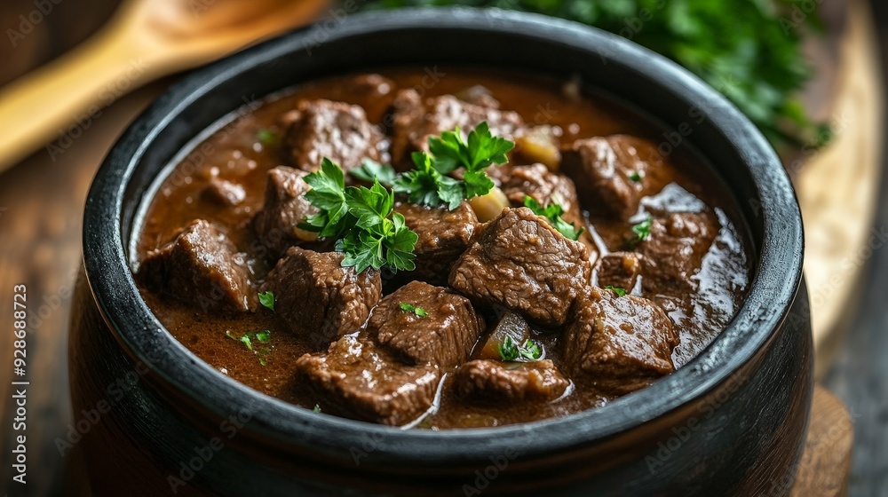 Authentic German Stew in a Rustic Kitchen Setting Authentic German Stew in a Rustic Kitchen Setting