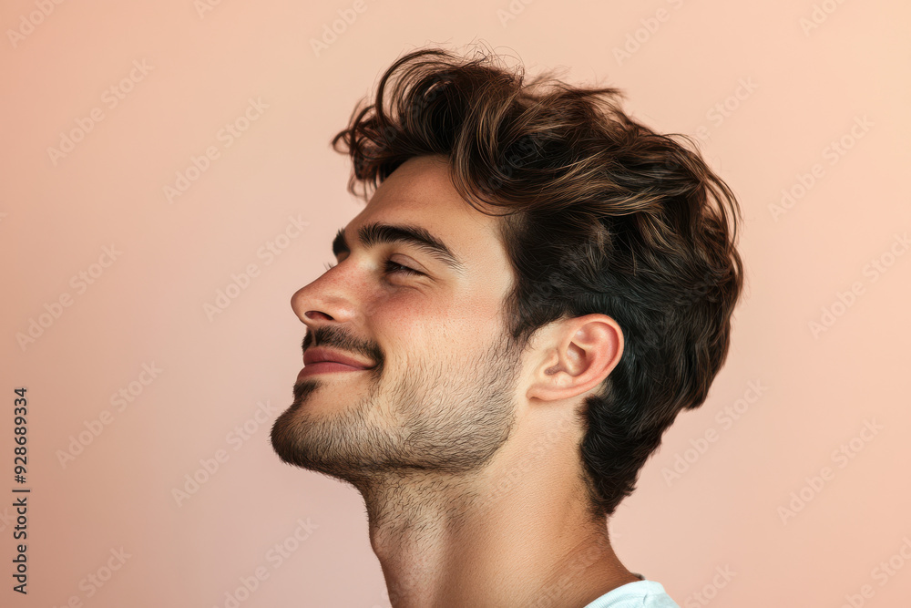 Obraz premium A close up of a man's face with his eyes closed