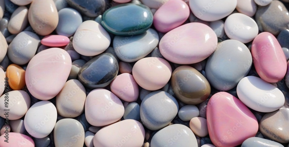 Close-up of smooth, colorful stones, a natural textured background. Close-up of smooth, colorful stones, a natural textured background.