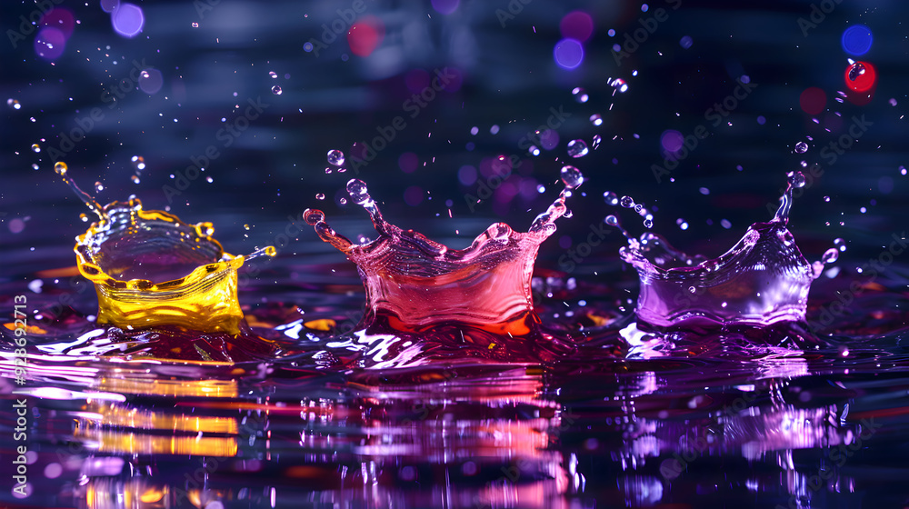 Vivid Water Splash Art Capturing Dynamic Liquid Motions in Stunning Color Contrasts 