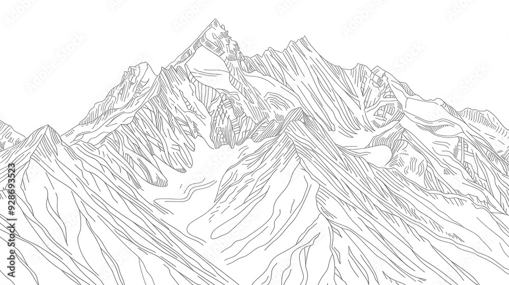 Fototapeta premium A stylized illustration of a mountain range with peaks and valleys