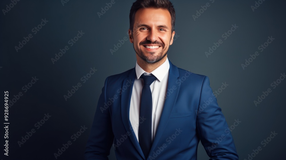A cheerful businessman in a formal suit smiling confidently at the camera, A cheerful businessman in a formal suit smiling confidently at the camera,