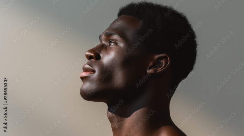 A close-up profile of a man with black skin, A close-up profile of a man with black skin,