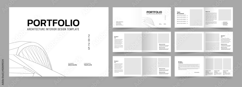Landscape Architecture portfolio layout, booklet template for architecture and interior design.