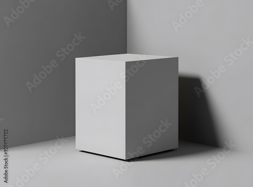 Minimalist White Cube on a Gray Background