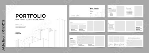 Landscape architecture portfolio or portfolio layout, Print ready brochure template.