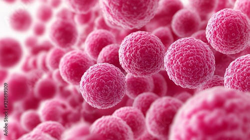 Breast cancer cells undergoing apoptosis cell death process 3D illustration