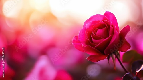 A vibrant pink rose blooms gracefully against a soft, dreamy background, symbolizing love and beauty in nature.