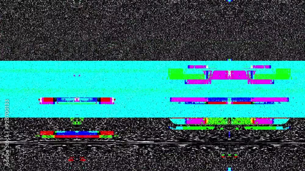 Digital glitch overlay video background with distortion static TV, damaged colorful digital glitch overlay video background with abstract futuristic shape and noise