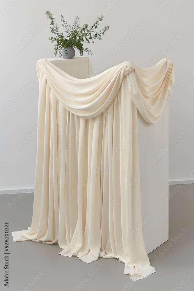 Draped Fabric on a White Platform Draped Fabric on a White Platform