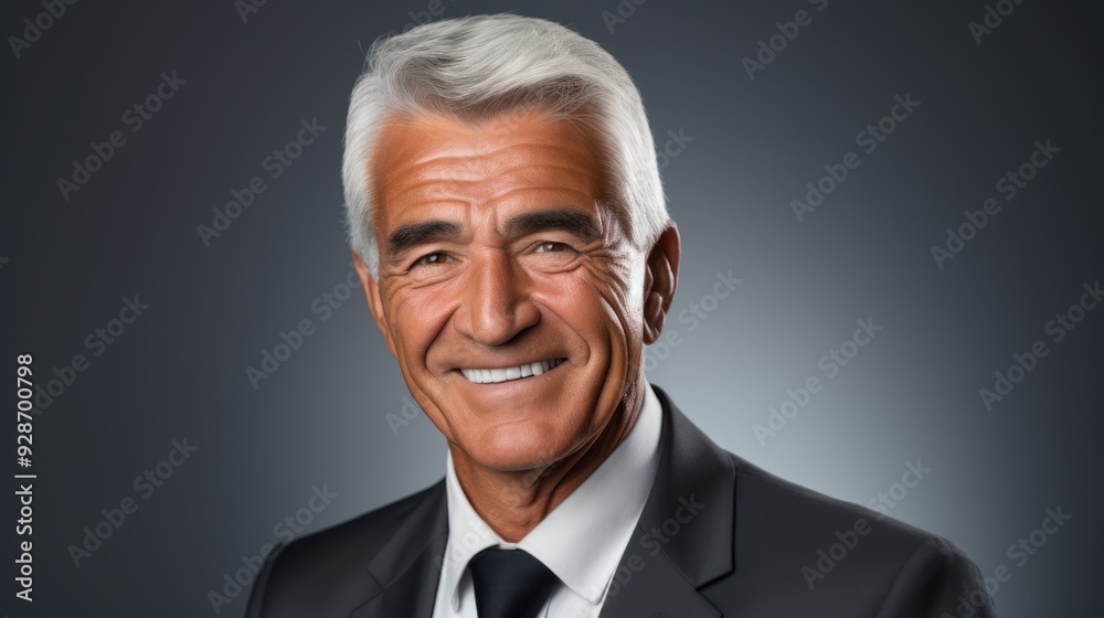 A senior man with silver hair confidently smiling A senior man with silver hair confidently smiling