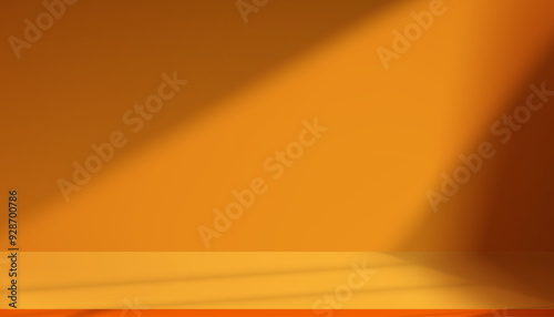 Autumn background for Thanksgiving Product presentation,Fall Studio Podium Display Light,Shadow on Orange Stand,Backdrop Scene for Advertising,Vector Platform banner for Cosmetic Sale,Promotion