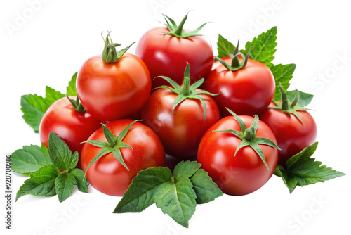 Juicy Tomatoes with Leaves Graphic on Isolated Background