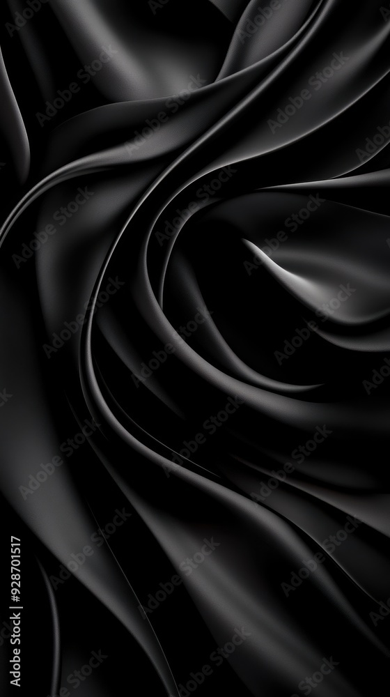 Fototapeta premium Elegant and smooth black fabric with flowing curves, perfect for backgrounds, fashion, or artistic projects.