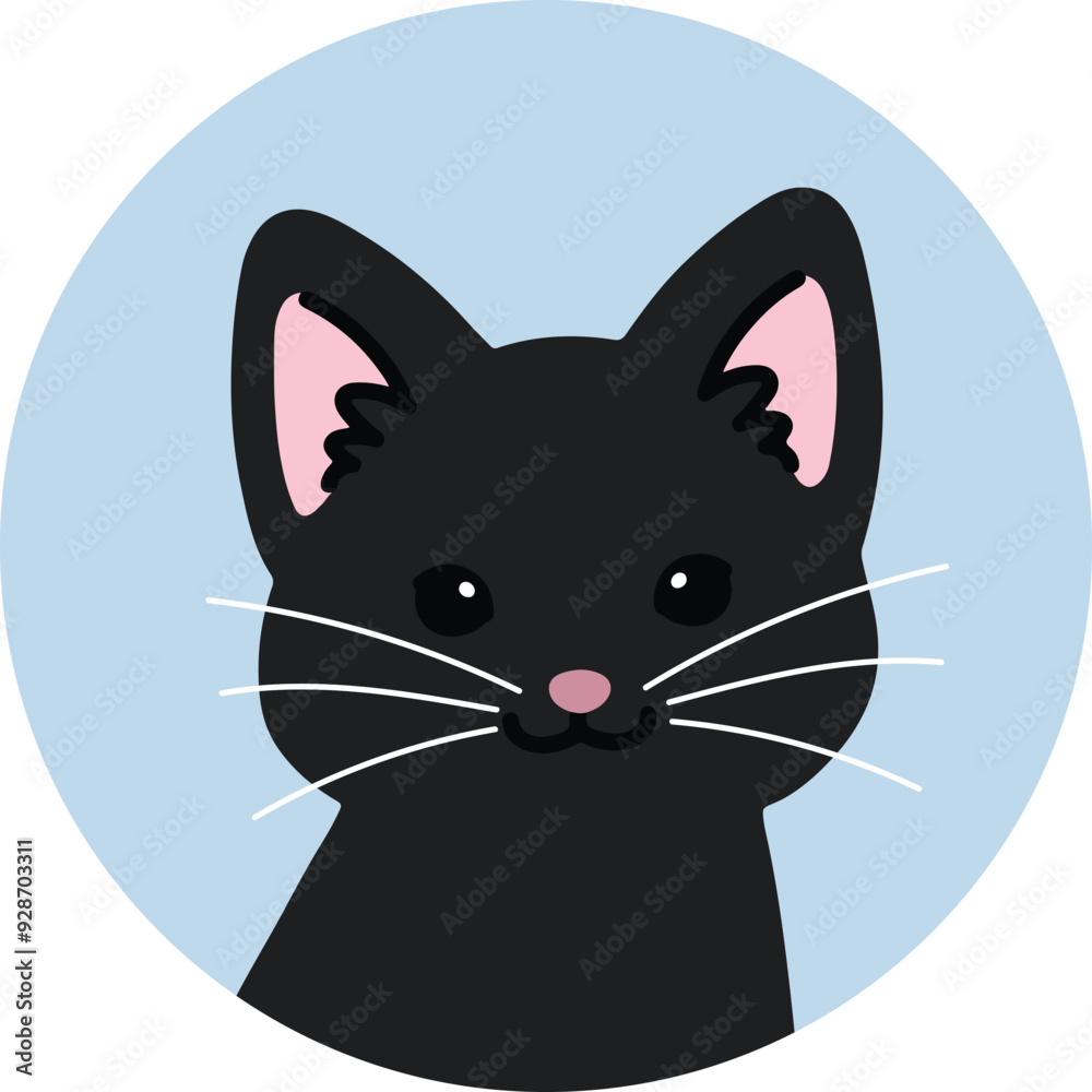 Simple and cute circle icon Black Cat Simple and cute circle icon Black Cat