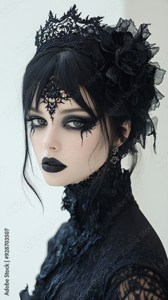 Fototapeta premium cybernetic gothic woman with dark ornaments 