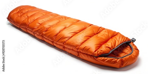 Orange Down Sleeping Bag, Camping Gear, Outdoor Sleeping, Warmth, Comfort