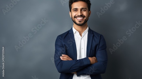 A young Arab man with a relaxed smile stands 