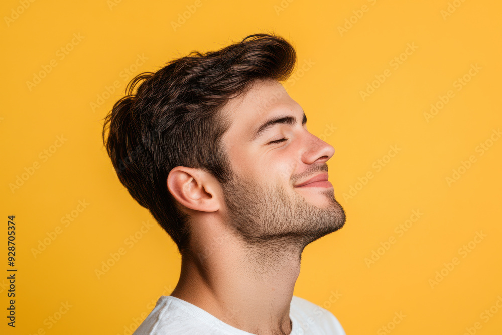 A close up of a man's face with his eyes closed A close up of a man's face with his eyes closed