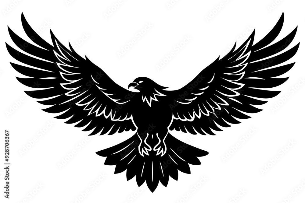 Fototapeta premium Flynig Eagle silhouette on white background