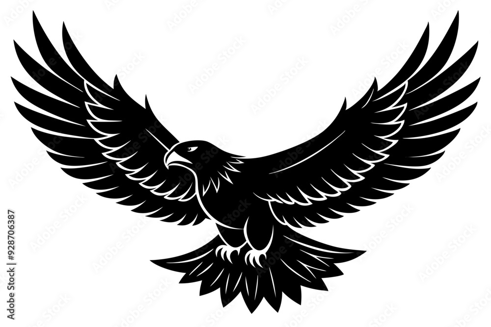 Obraz premium Flynig Eagle silhouette on white background