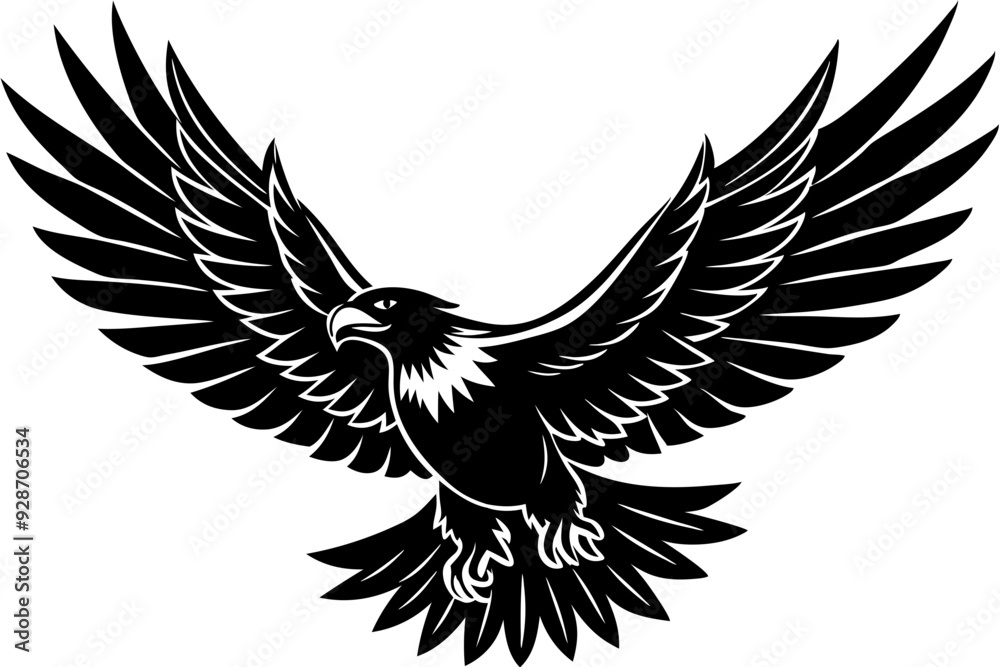 Flynig Eagle silhouette on white background Flynig Eagle silhouette on white background